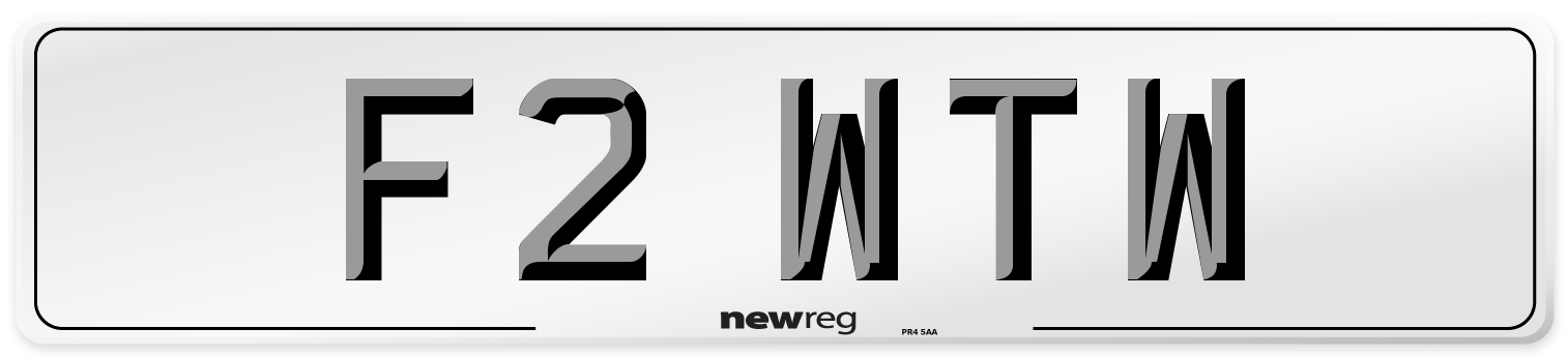 F2 WTW Number Plate from New Reg